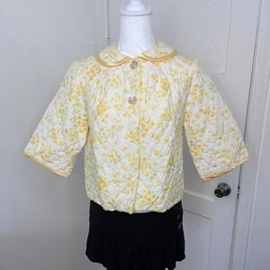 VINTAGE 60'S QUILTED FLORAL BUTTON UP COAT SIZE S‎